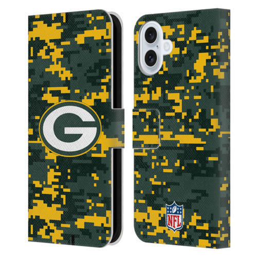NFL Green Bay Packers Graphics Digital Camouflage Leather Book Wallet Case Cover For Apple iPhone 16 Plus
