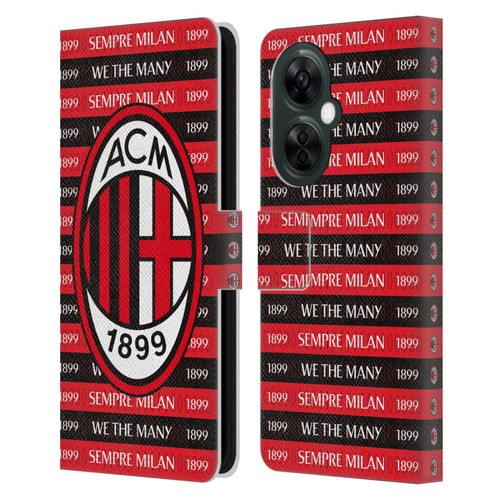 AC Milan Art Sempre Milan 1899 Leather Book Wallet Case Cover For OnePlus Nord CE 3 Lite 5G