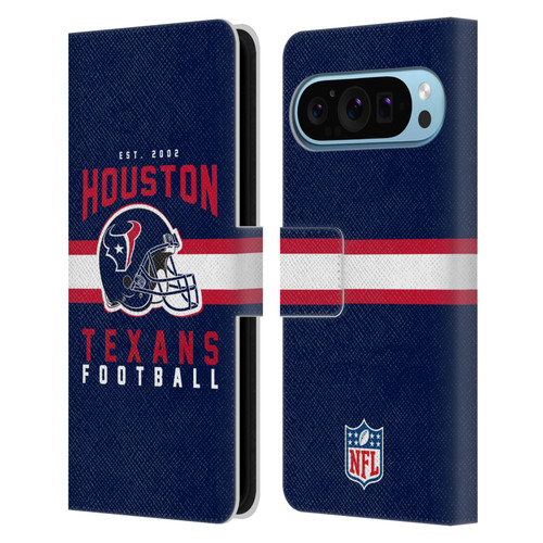NFL Houston Texans Graphics Helmet Typography Leather Book Wallet Case Cover For Google Pixel 9 / Pixel 9 Pro