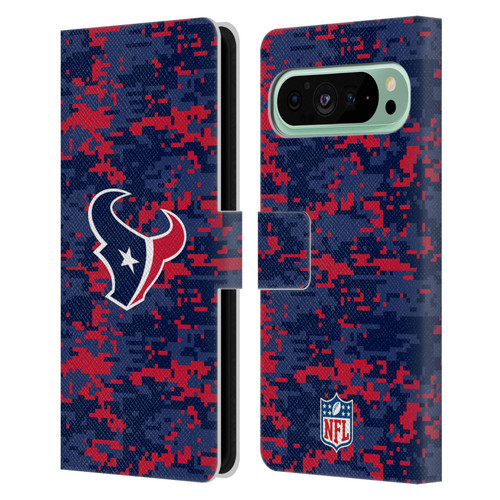 NFL Houston Texans Graphics Digital Camouflage Leather Book Wallet Case Cover For Google Pixel 9 Pro XL