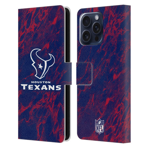NFL Houston Texans Graphics Coloured Marble Leather Book Wallet Case Cover For Apple iPhone 16 Pro Max