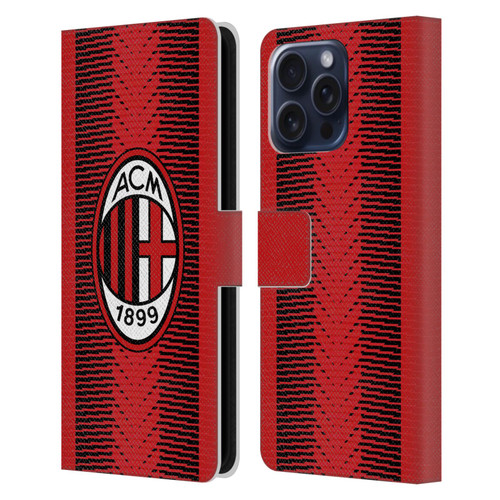 AC Milan 2023/24 Crest Kit Home Leather Book Wallet Case Cover For Apple iPhone 16 Pro Max