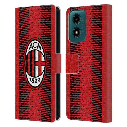 AC Milan 2023/24 Crest Kit Home Leather Book Wallet Case Cover For Motorola Moto G04/G04s/G24 4G