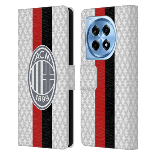 AC Milan 2023/24 Crest Kit Away Leather Book Wallet Case Cover For OnePlus 12R