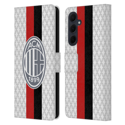 AC Milan 2023/24 Crest Kit Away Leather Book Wallet Case Cover For Samsung Galaxy A35 5G