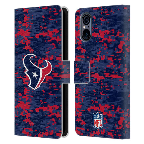 NFL Houston Texans Graphics Digital Camouflage Leather Book Wallet Case Cover For Sony Xperia 5 V 5G
