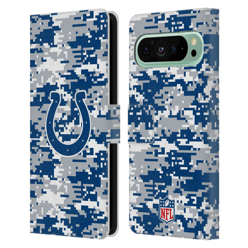 NFL Indianapolis Colts Graphics Digital Camouflage Leather Book Wallet Case Cover For Google Pixel 9 Pro XL