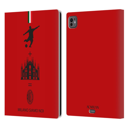 AC Milan Crest Patterns Red Leather Book Wallet Case Cover For Apple iPad Pro 11 M4 2024