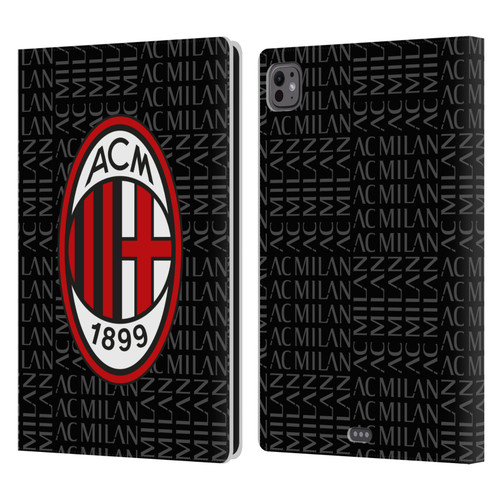 AC Milan Crest Patterns Red And Grey Leather Book Wallet Case Cover For Apple iPad Pro 11 M4 2024