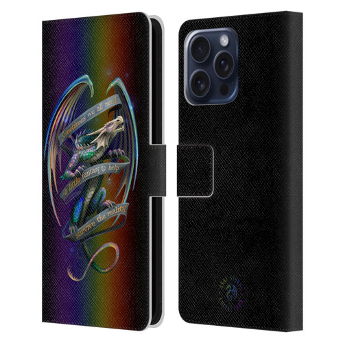 Anne Stokes Dragon Fantasy Survive The Reality Leather Book Wallet Case Cover For Apple iPhone 16 Pro Max