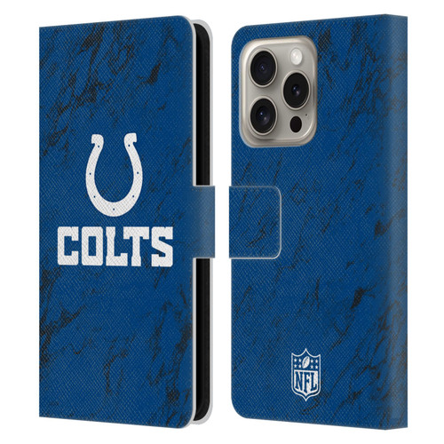 NFL Indianapolis Colts Graphics Coloured Marble Leather Book Wallet Case Cover For Apple iPhone 16 Pro