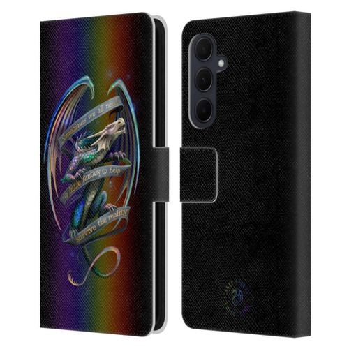 Anne Stokes Dragon Fantasy Survive The Reality Leather Book Wallet Case Cover For Samsung Galaxy A35 5G