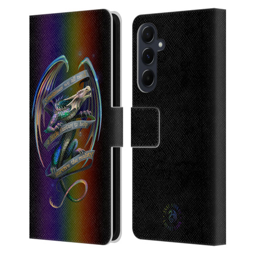 Anne Stokes Dragon Fantasy Survive The Reality Leather Book Wallet Case Cover For Samsung Galaxy A55 5G