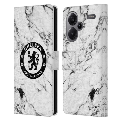 Chelsea Football Club Crest White Marble Leather Book Wallet Case Cover For Xiaomi Redmi Note 13 Pro Plus 5G
