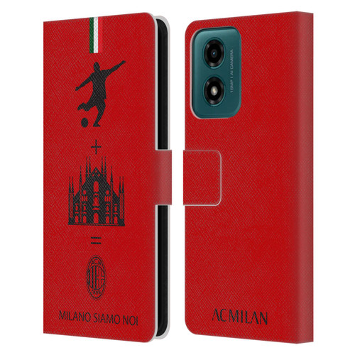 AC Milan Crest Patterns Red Leather Book Wallet Case Cover For Motorola Moto G04/G04s/G24 4G