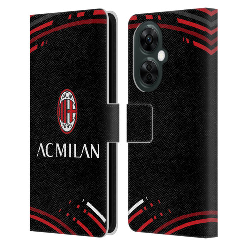 AC Milan Crest Patterns Curved Leather Book Wallet Case Cover For OnePlus Nord CE 3 Lite 5G