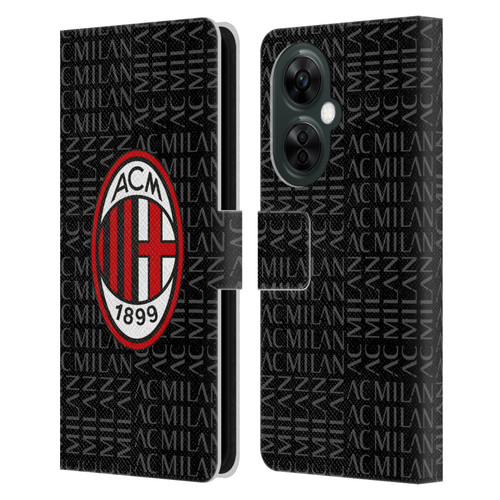 AC Milan Crest Patterns Red And Grey Leather Book Wallet Case Cover For OnePlus Nord CE 3 Lite 5G