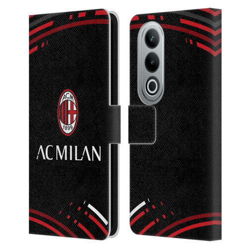 AC Milan Crest Patterns Curved Leather Book Wallet Case Cover For OPPO OnePlus Ace 3V 5G