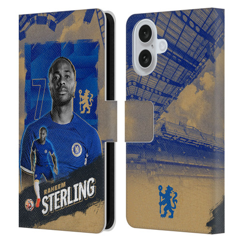 Chelsea Football Club 2023/24 First Team Raheem Sterling Leather Book Wallet Case Cover For Apple iPhone 16