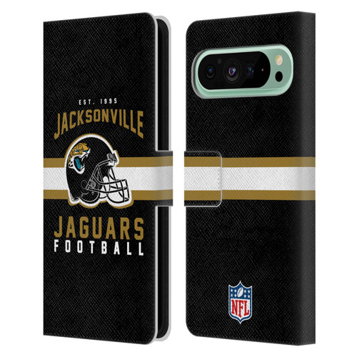 NFL Jacksonville Jaguars Graphics Helmet Typography Leather Book Wallet Case Cover For Google Pixel 9 Pro XL