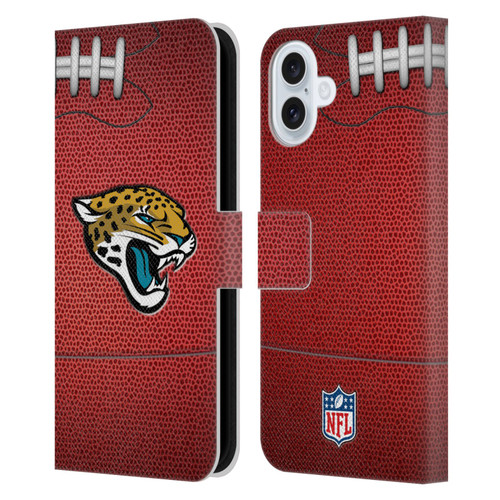 NFL Jacksonville Jaguars Graphics Football Leather Book Wallet Case Cover For Apple iPhone 16 Plus