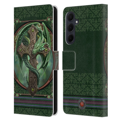 Anne Stokes Dragons Woodland Guardian Leather Book Wallet Case Cover For Samsung Galaxy A35 5G
