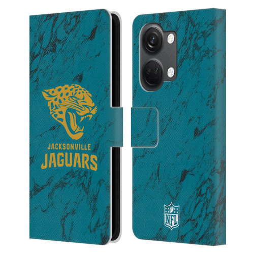 NFL Jacksonville Jaguars Graphics Coloured Marble Leather Book Wallet Case Cover For OnePlus Nord 3 5G