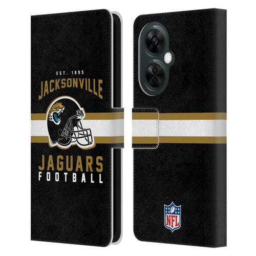 NFL Jacksonville Jaguars Graphics Helmet Typography Leather Book Wallet Case Cover For OnePlus Nord CE 3 Lite 5G