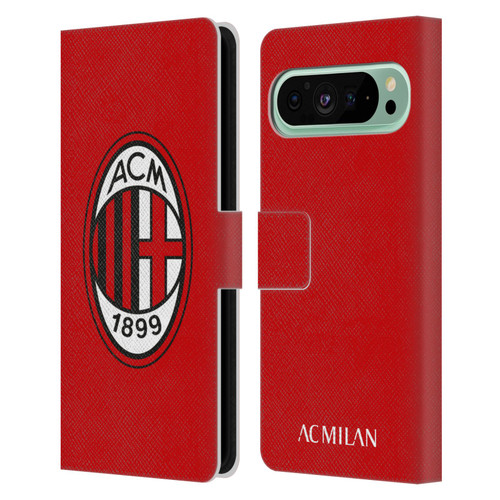 AC Milan Crest Full Colour Red Leather Book Wallet Case Cover For Google Pixel 9 Pro XL