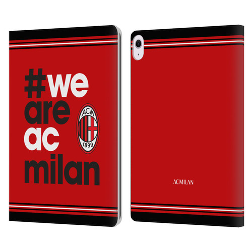 AC Milan Crest Stripes Leather Book Wallet Case Cover For Apple iPad Air 13 2024