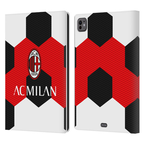 AC Milan Crest Ball Leather Book Wallet Case Cover For Apple iPad Pro 11 M4 2024