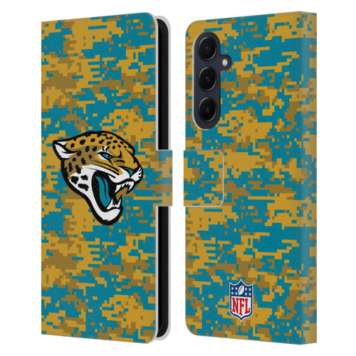 NFL Jacksonville Jaguars Graphics Digital Camouflage Leather Book Wallet Case Cover For Samsung Galaxy A55 5G