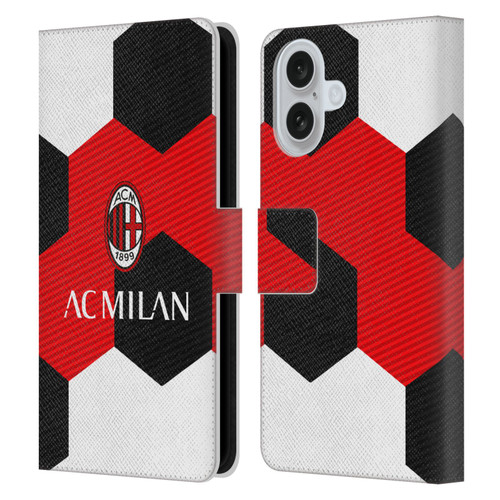 AC Milan Crest Ball Leather Book Wallet Case Cover For Apple iPhone 16