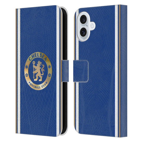 Chelsea Football Club 2023/24 Kit Home Leather Book Wallet Case Cover For Apple iPhone 16 Plus