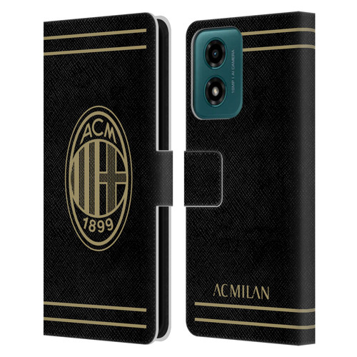 AC Milan Crest Black And Gold Leather Book Wallet Case Cover For Motorola Moto G04/G04s/G24 4G