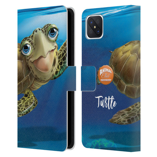 Animal Club International Underwater Sea Turtle Leather Book Wallet Case Cover For OPPO Reno4 Z 5G