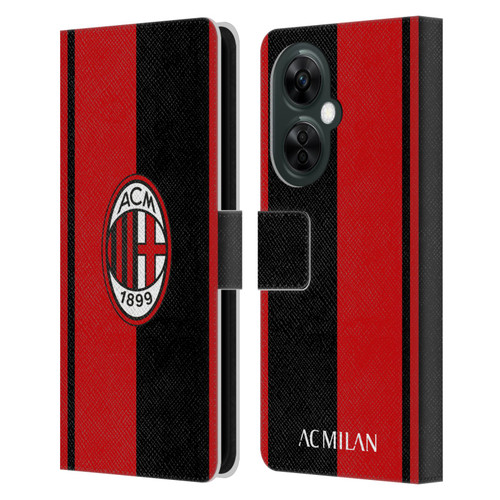 AC Milan Crest Red And Black Leather Book Wallet Case Cover For OnePlus Nord CE 3 Lite 5G