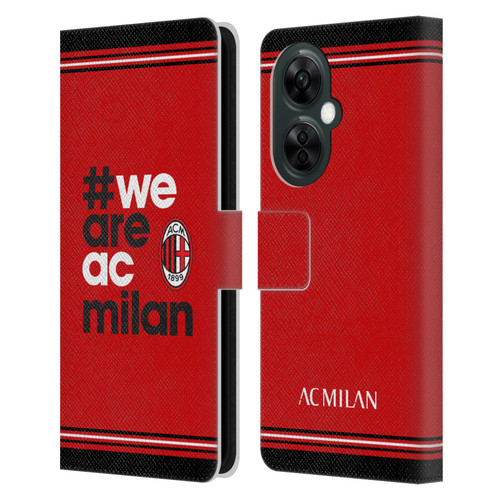 AC Milan Crest Stripes Leather Book Wallet Case Cover For OnePlus Nord CE 3 Lite 5G