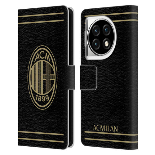 AC Milan Crest Black And Gold Leather Book Wallet Case Cover For OPPO OnePlus Ace 3 5G