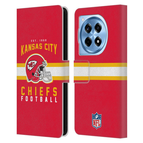 NFL Kansas City Chiefs Graphics Helmet Typography Leather Book Wallet Case Cover For OnePlus 12R