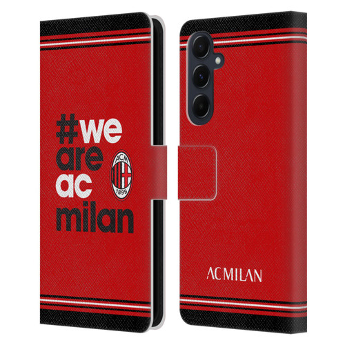 AC Milan Crest Stripes Leather Book Wallet Case Cover For Samsung Galaxy A55 5G
