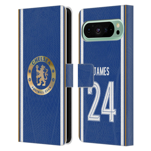 Chelsea Football Club 2023/24 Players Home Kit Reece James Leather Book Wallet Case Cover For Google Pixel 9 Pro XL