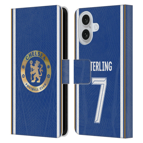 Chelsea Football Club 2023/24 Players Home Kit Raheem Sterling Leather Book Wallet Case Cover For Apple iPhone 16