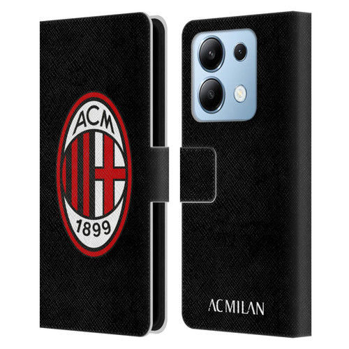 AC Milan Crest Full Colour Black Leather Book Wallet Case Cover For Xiaomi Redmi Note 13/13 Pro 5G