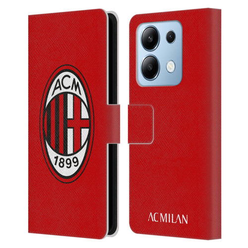 AC Milan Crest Full Colour Red Leather Book Wallet Case Cover For Xiaomi Redmi Note 13/13 Pro 5G