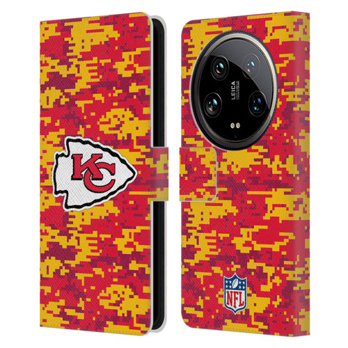 NFL Kansas City Chiefs Graphics Digital Camouflage Leather Book Wallet Case Cover For Xiaomi 14 Ultra