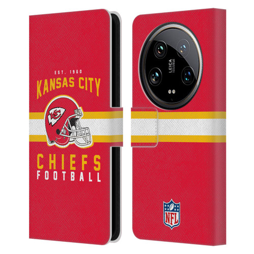 NFL Kansas City Chiefs Graphics Helmet Typography Leather Book Wallet Case Cover For Xiaomi 14 Ultra