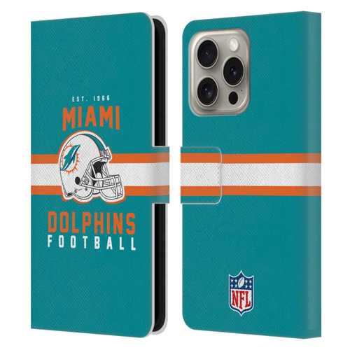 NFL Miami Dolphins Graphics Helmet Typography Leather Book Wallet Case Cover For Apple iPhone 16 Pro NFL Miami Dolphins Graphics Helmet Typography Leather Book Wallet Case Cover For Apple iPhone 16 Pro