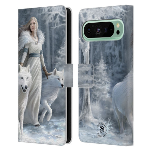 Anne Stokes Wolves Winter Guardians Leather Book Wallet Case Cover For Google Pixel 9 Pro XL