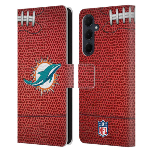 NFL Miami Dolphins Graphics Football Leather Book Wallet Case Cover For Samsung Galaxy A35 5G